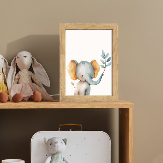 Nachtlampje 15x20 cm - Kinder lamp - Olifant - Dier - Pastel kleuren - Tafellamp kinderkamer - Slaapkamer lamp - Bedlamp kinderen - Kinderlampje stopcontact - Wandlamp babykamer - Nachtlampjes van Merkloos — afbeelding 3