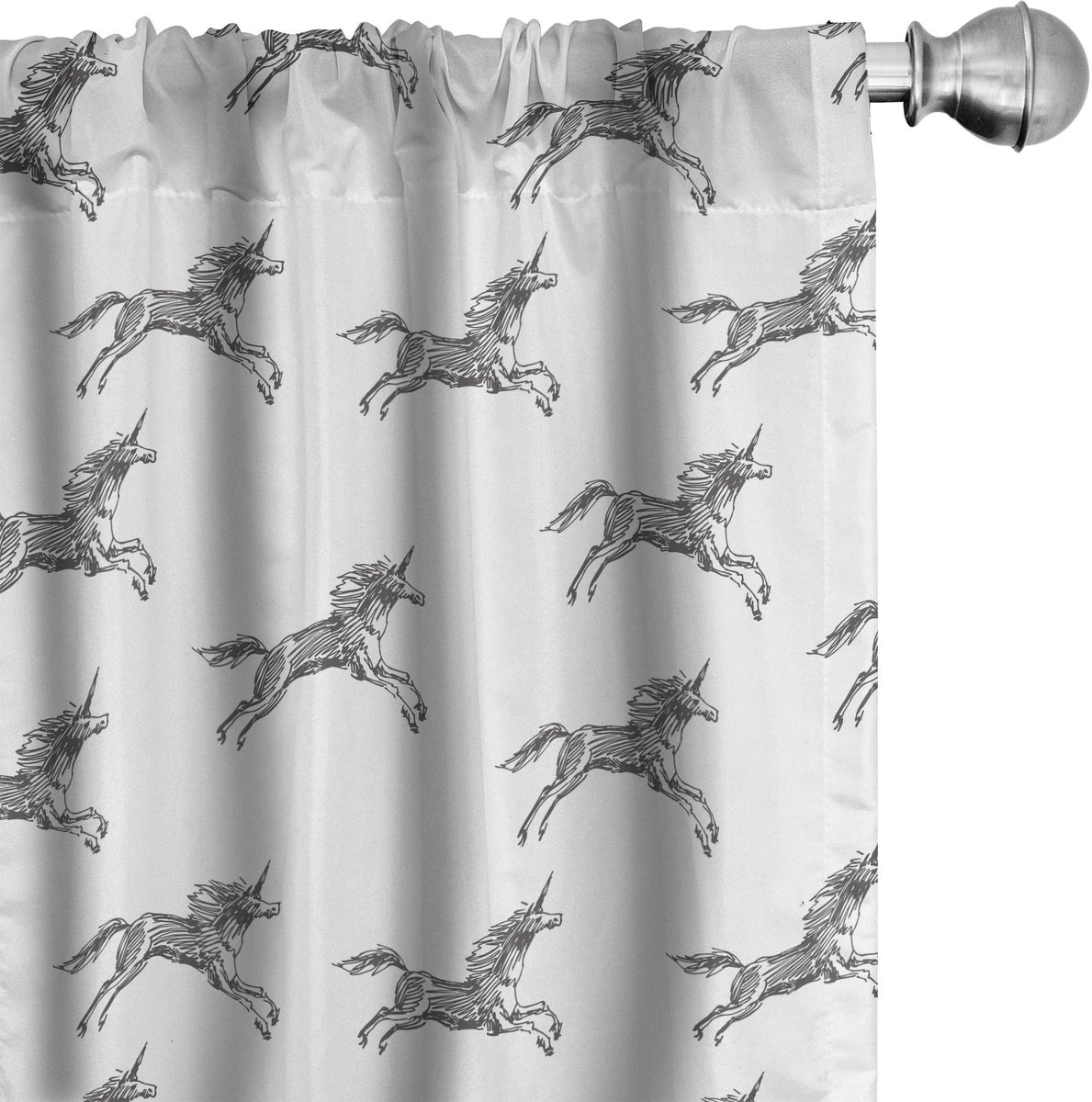 ABAKUHAUS Eenhoorn Gordijnen – 2x75x245 cm – Antraciet/Wit Charcoal Grijs
