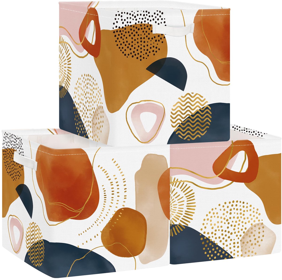 Unyqoos® Set van drie stijlvolle opbergmanden met abstract boho-design voor kinderen