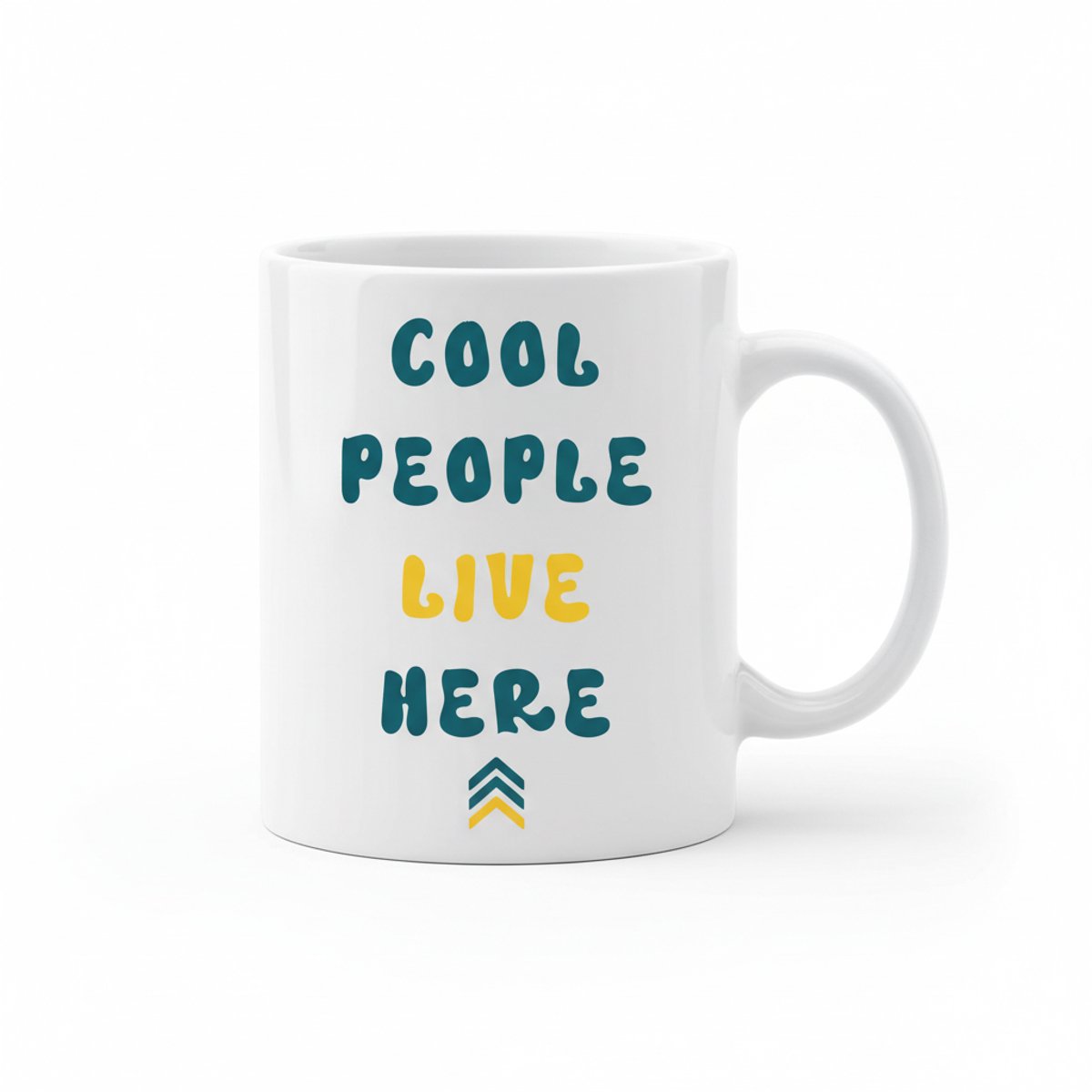 Positieve Tekst Mok 330 ml – “Cool People Live Here” Moderne Koffie- & Theemok Cadeau