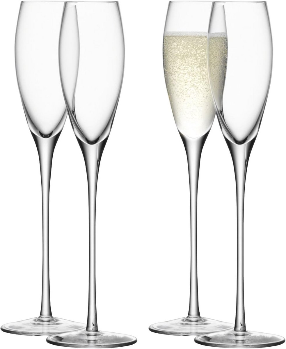 Set van 4 Champagneglazen Kristalhelder Mondgeblazen Handgemaakt Glas 160ml