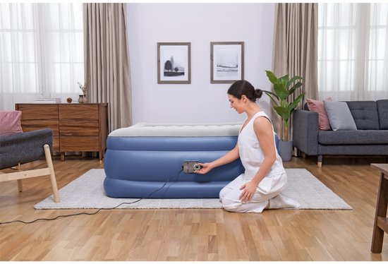 Bestway - Luchtbed - 2-Persoons - 152×203×56 cm - Grijs/Blauw - Met Ingebouwde Elektrische Pomp - Incl. 3-in-1 Opbergtas - 2-persoons Luchtbed - Luchtbed Met Pomp - Luchtbed Voor Binnen Gebruik - Luchtbed Met Kussen - Luchtbed Voor Logeerpartijen van Merkloos — afbeelding 4