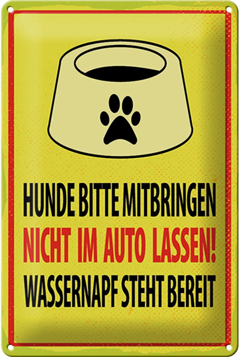 Blechschild Hinweis 12x18 cm Hundenapf vorhanden Schild