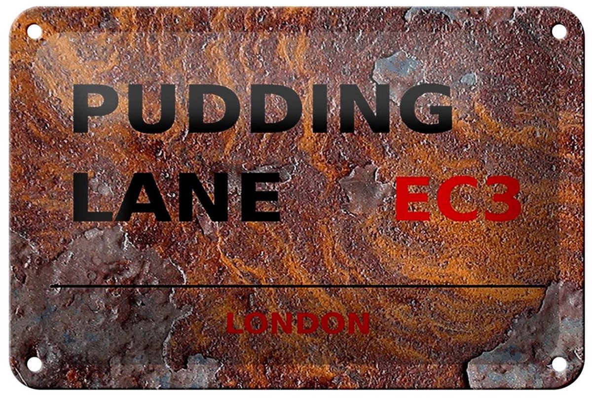 Blechschild London 18x12cm Pudding Lane EC3