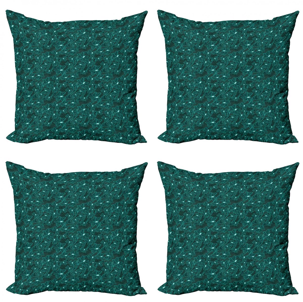 ABAKUHAUS Turquoise Kussenhoezen Set 4×50×50 cm – Dubbelzijdig bedrukt Turkoois