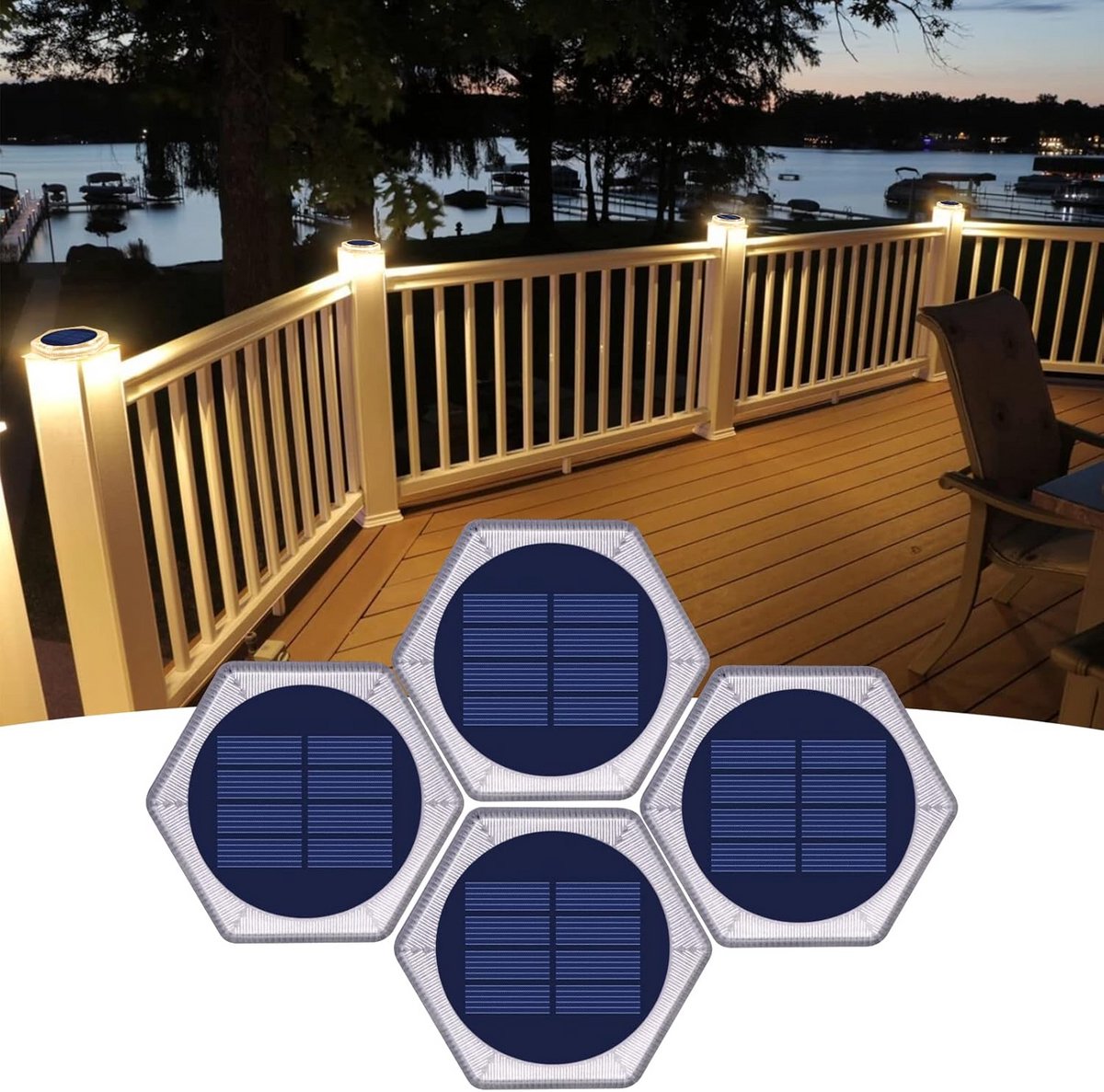 Set van 4 Solar Buitenlampen IP68 Waterdicht voor Trap, Oprit en Tuin
