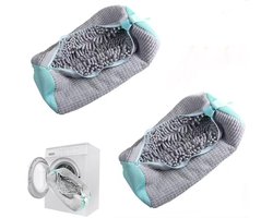 2 stuks - Schoenwaszak - Waszak - Met ritssluiting - 360° rondom reiniging – Geschikt voor sportschoenen, kleding - Machinewasbare waszak voor schoenen - 39*19 cm - grijs