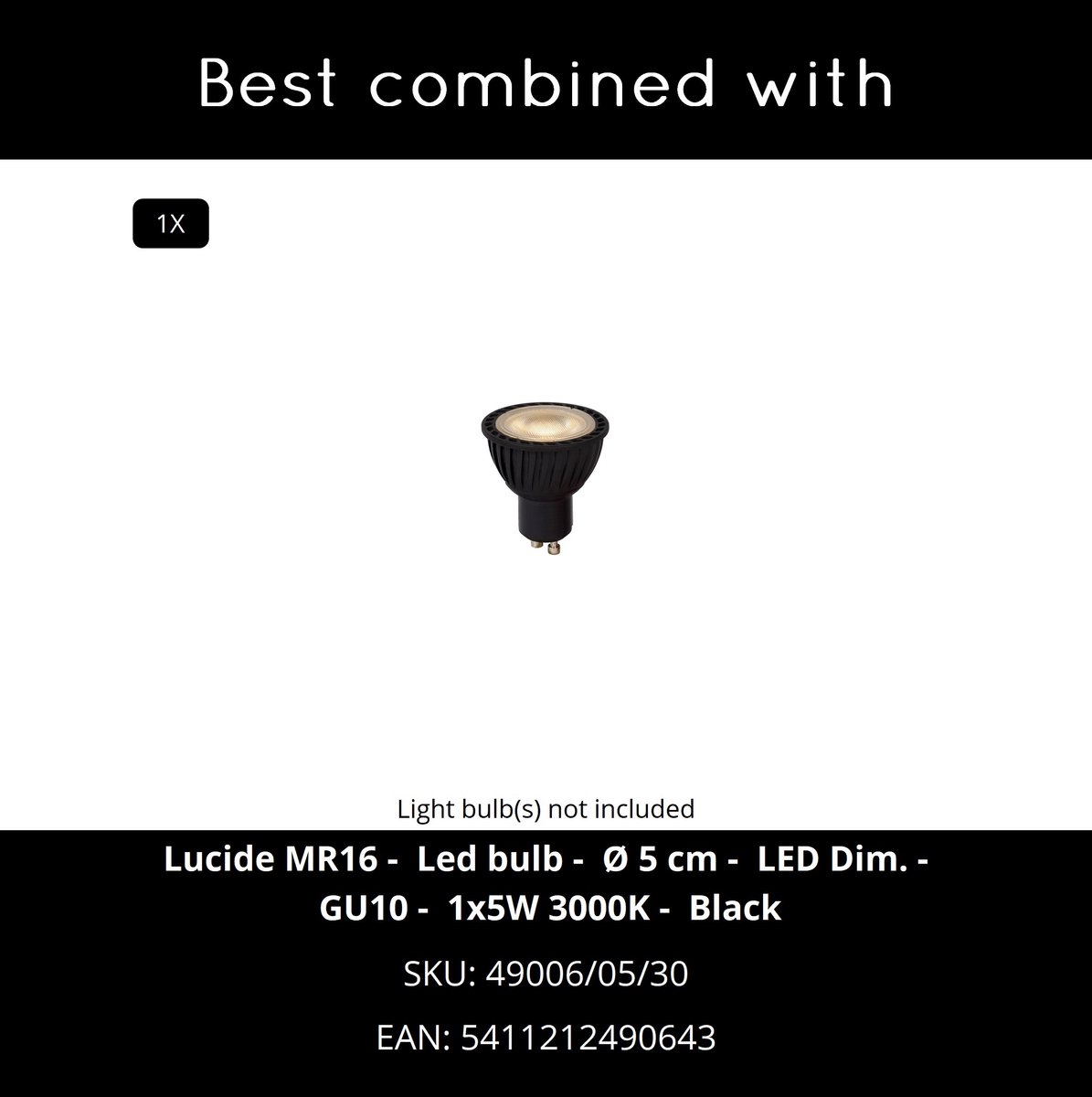 Lucide Taylor - Spot de jardin à piquer - Ø 10 cm - 1xGU10 - IP65 - Noir