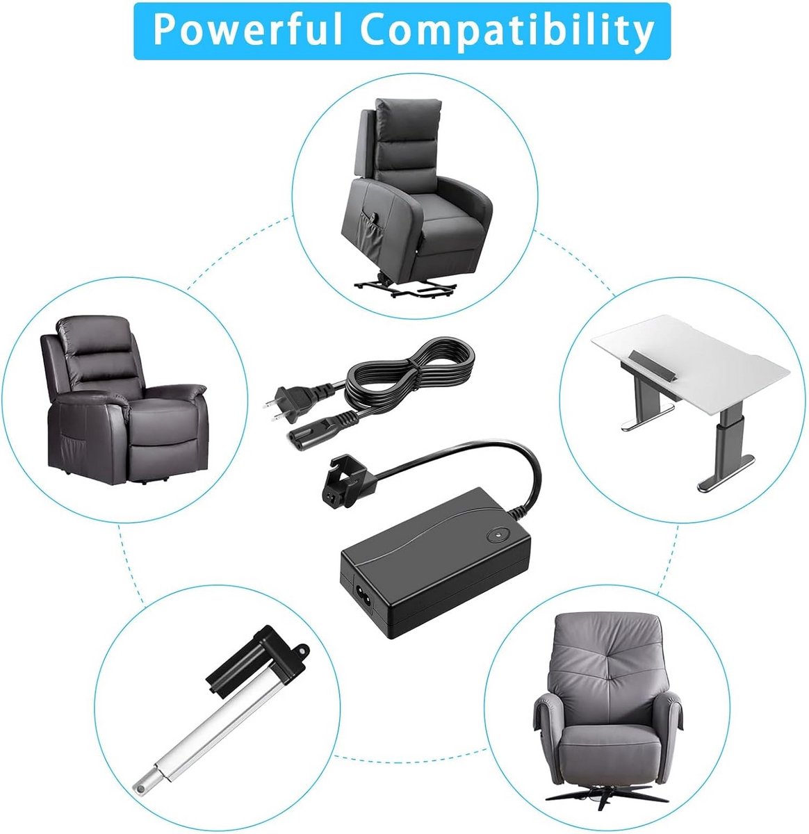 Netsnoer Adapter 29V 2A voor Elektrische Relaxfauteuil en Sta-op Stoel – foto 5