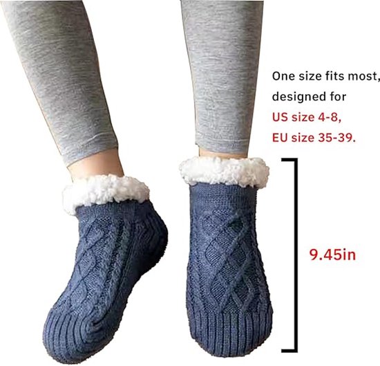 Pluche Pantoffelsokken voor Dames met Strepen in Contrasterende Kleuren