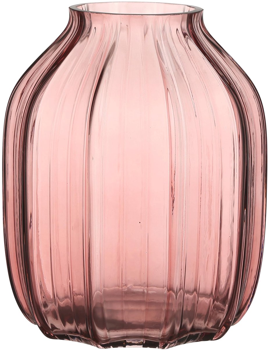 Unyqoos Elegante roze glazen vaas van 20 cm voor bloemen en decoratie, Glas