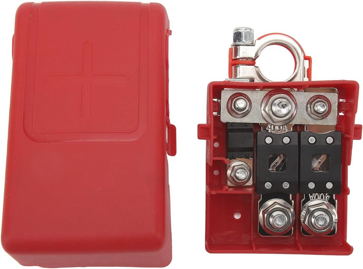 Accu-zekeringbox met deksel voor caravans en auto-onderhoud - 32V 400A - Snelle verbinding en bescherming tegen kortsluiting