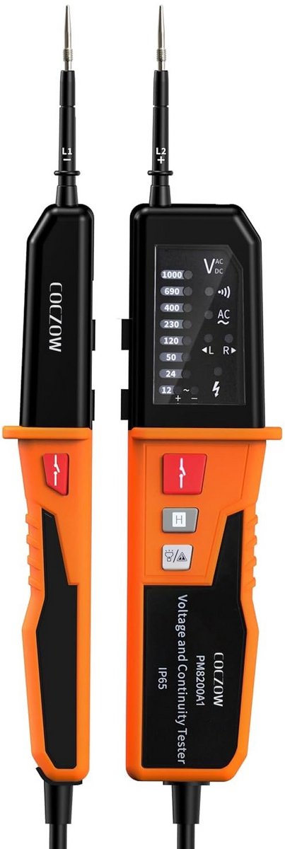 Waterdichte Spanningsmeter tot 1000V - AC/DC Metingen, Fasevolgorde en Aardlekschakelaar