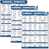 Dumbbell Workout Posters Set voor Thuisgym - Gelamineerd Oefenkaarten (18" x 24")