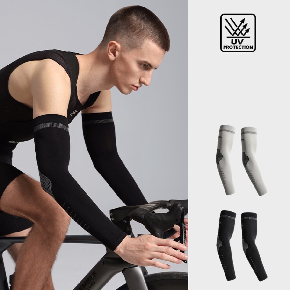 UV Beschermende Armstukken – Elastisch Mouwen voor Fietsen en Outdoor Sport – One Size, Ademend, Unisex - Zwart