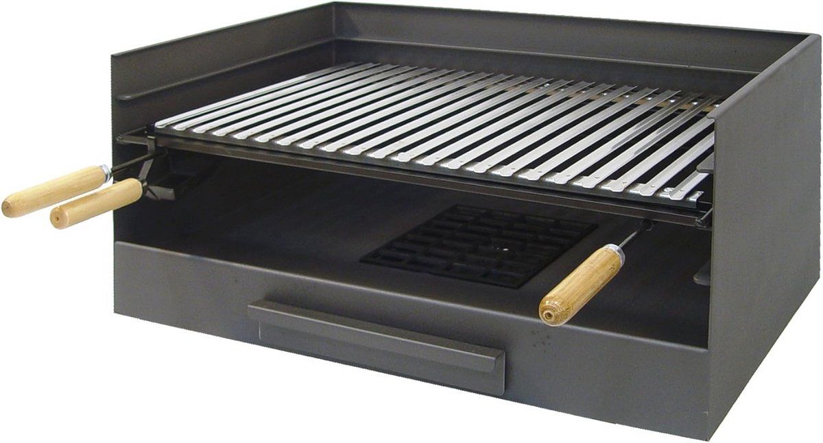 Grilltray met RVS Grillrooster - 72 x 40 x 33 cm - Grijs
