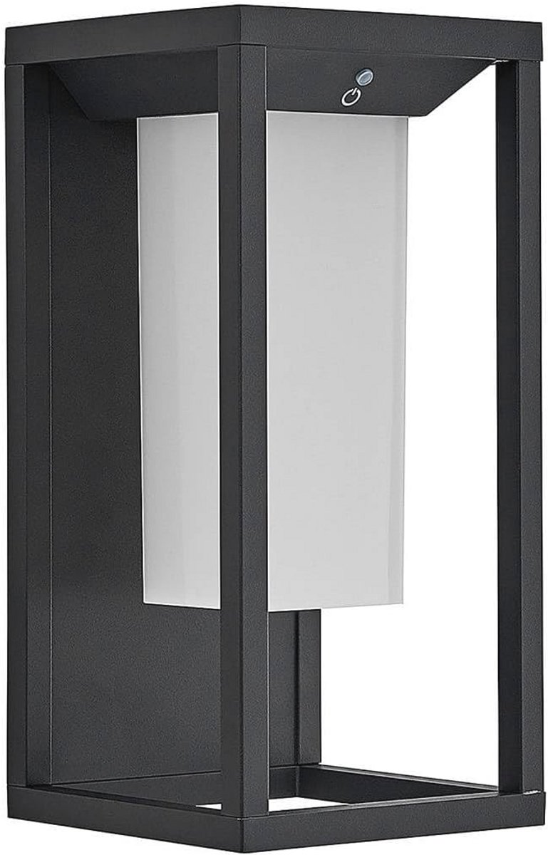 Moderne zwarte LED solar buitenlamp - energiezuinige wandlamp voor buiten