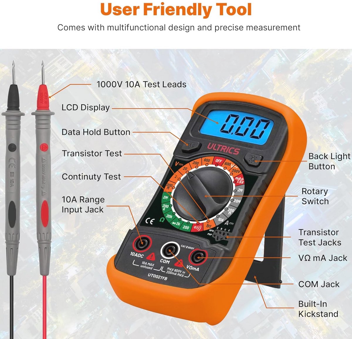 Digitale Multimeter TRMS 6000 – Spanningsmeter, Amperemeter, Ohmmeter met LCD Scherm voor Thuis en DIY Projecten