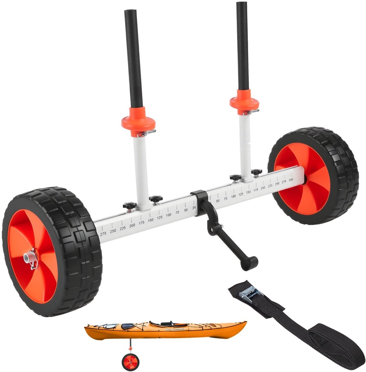 Kajakkar - Transportkar voor Kajak/Kano/SUP - Draagvermogen 113 kg - Wielen 25,4 cm - Inclusief Spanband - Afm. 90 x 58 x 57,5 cm