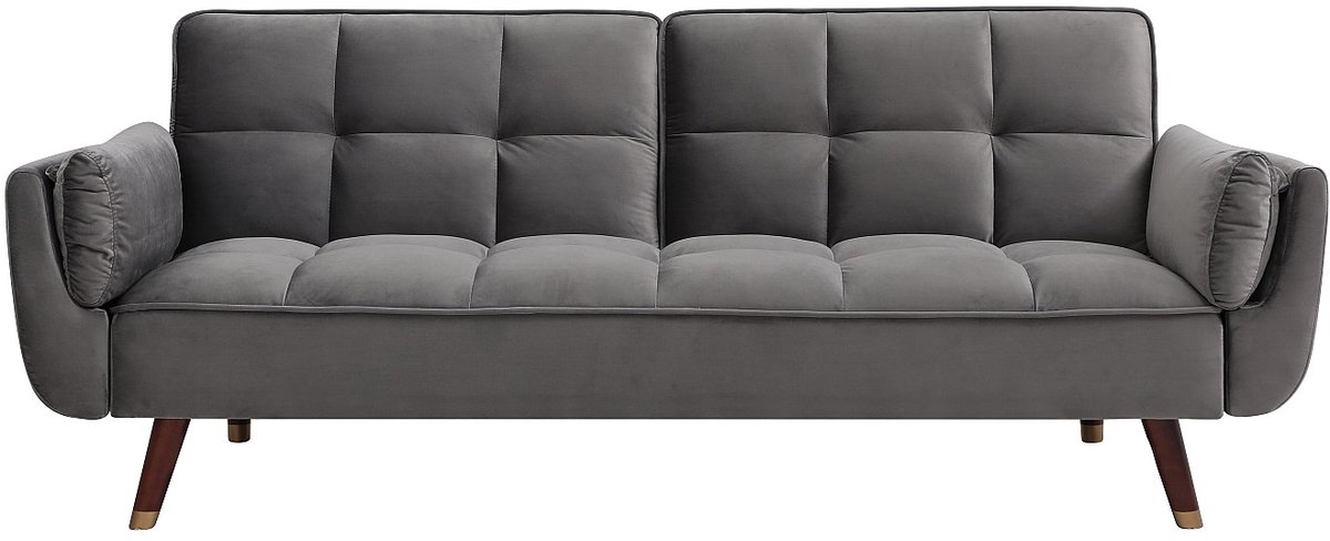 Vente-unique Driezitsslaapbank van grijs velours GULCAN