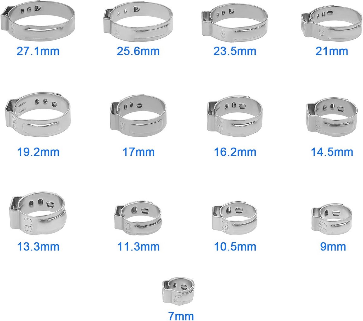 Hose Klemmen Set met 180 Stuks - RVS Slangklemmen voor Diverse Toepassingen