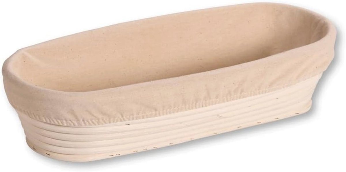 Rijsmand voor Brooddeeg - Rotan, 35,5 x 15,5 x 9 cm - Afneembare Textielvoering