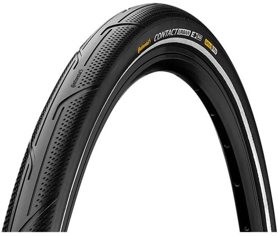Zwarte Continental Contact Urban fietsband met reflecterende streep, 20 x 42.