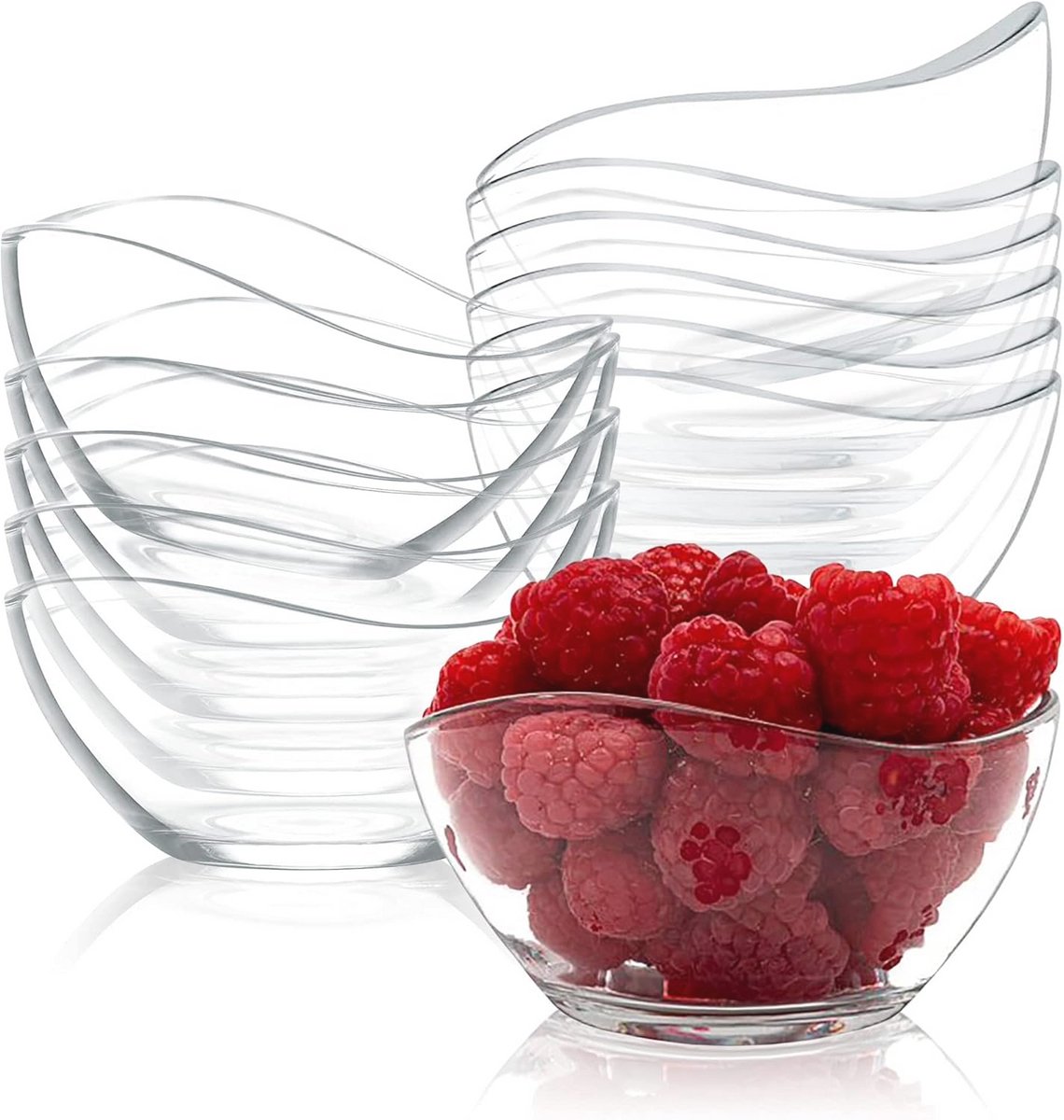 Set van 12 Decoratieve Glazen Dessertkommen - Vaatwasmachinebestendig 10 oz