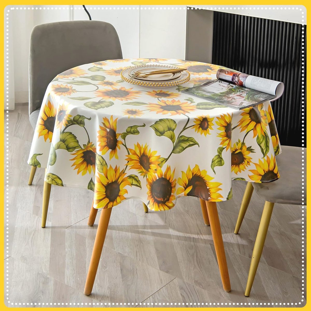 Klassiek Bloemen Tafelkleed Rond 140 cm - Waterafstotend en Kreukvrij Polyester