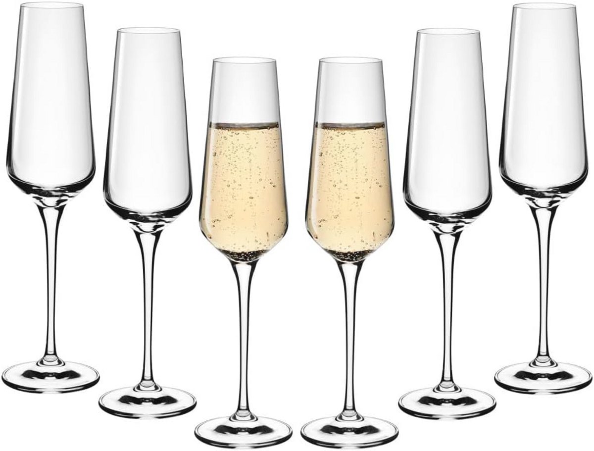 Champagneglazen Set Van 6 - 200 Ml - Vaatwasmachinebestendig - Moderne Wijnglazen
