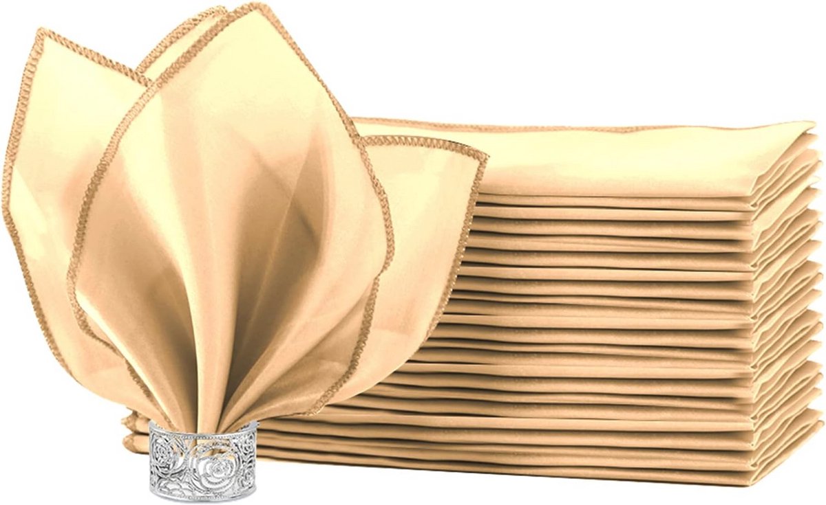 12 Stuks Herbruikbare Witte Stoffen Servetten - 50 x 50 cm voor Feesten en Diner