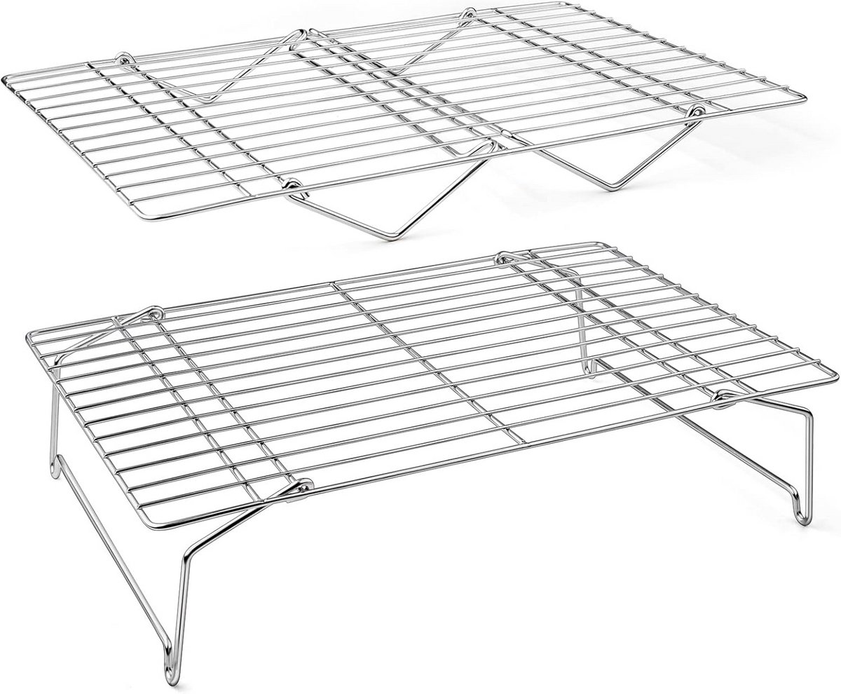 Stapelbaar 2-laags roestvrijstalen koelrek - 15" x 10,1" - Vouwpoot en vaatwasserbestendig