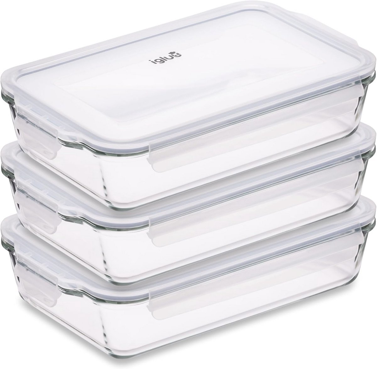 Grote Ovale Glazen Lasagne Schaal met Luchtdichte Deksel – 2,2L, Oven-, Magnetron-, Vriezer- en Vaatwasserbestendig – Set van 3