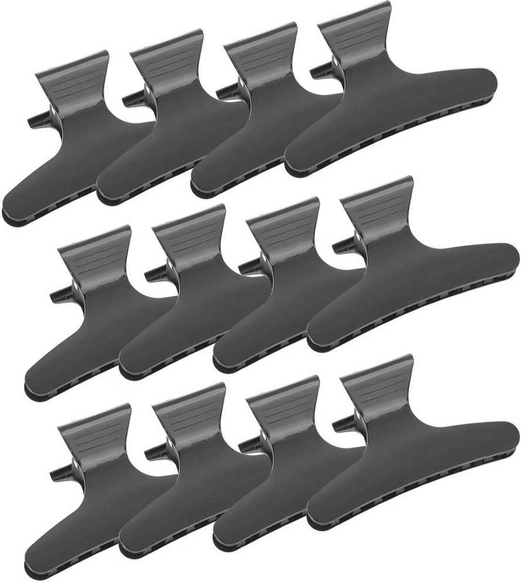 Haarclips voor Kappers - 12 Stuks Zwarte Klemmen voor Haarstyling