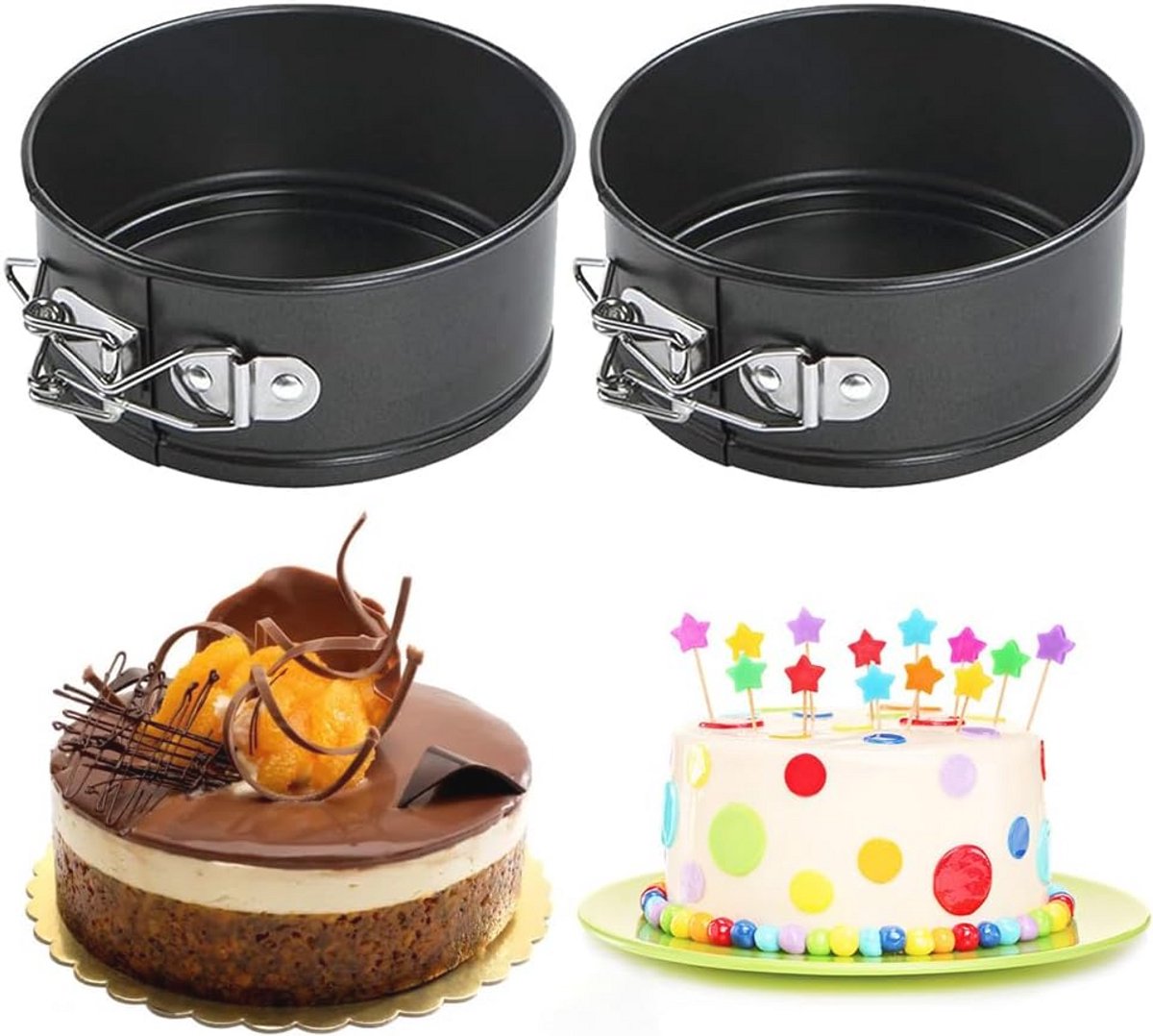 Set van 2 mini springvormen 12 cm - Antiaanbaklaag voor taart, cake en pizza