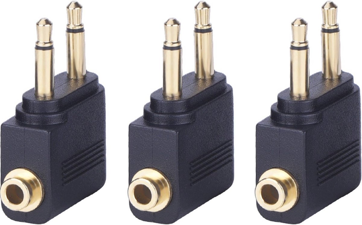 3 Stuks Gouden Airplane Adapter voor Hoofdtelefoon - Perfect voor Vliegtuigen