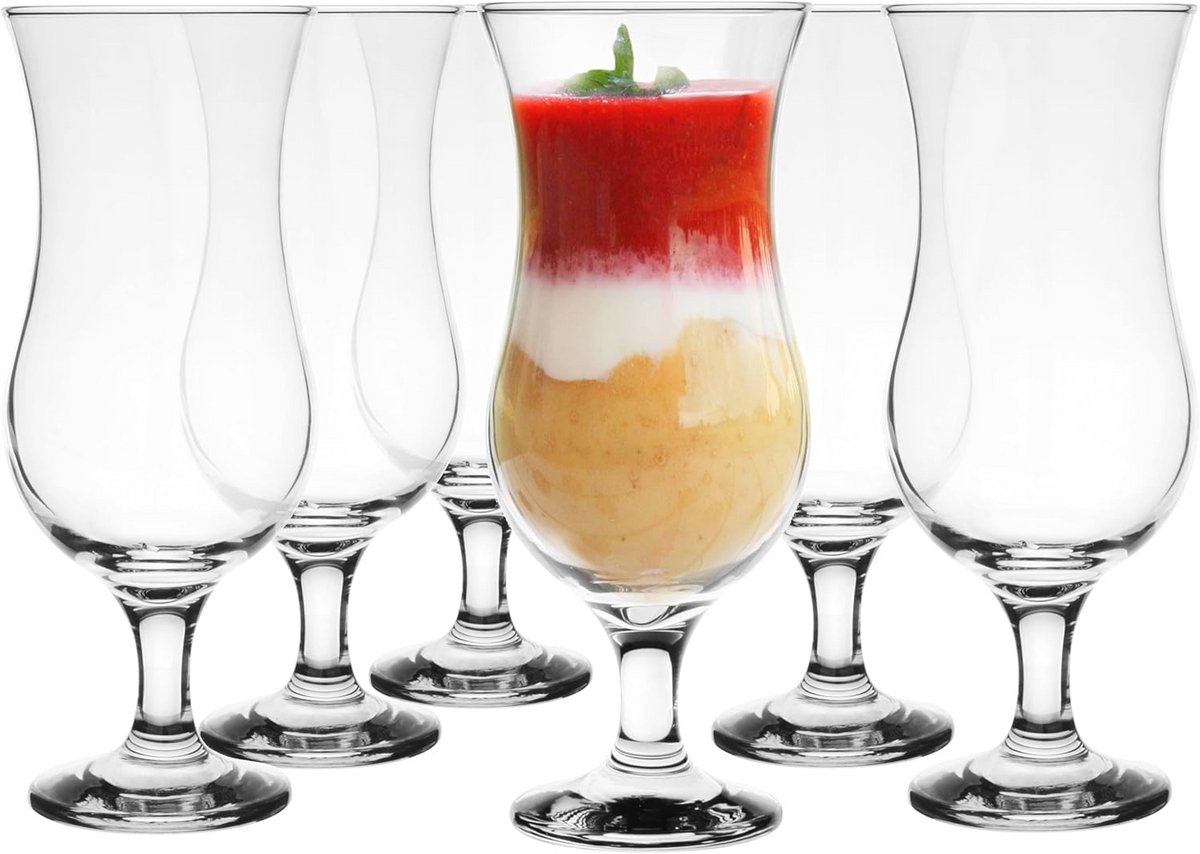 Cocktailglazen Set 6 Stuks - 420 ml - Voor Pina Colada, Longdrinks, Milkshakes