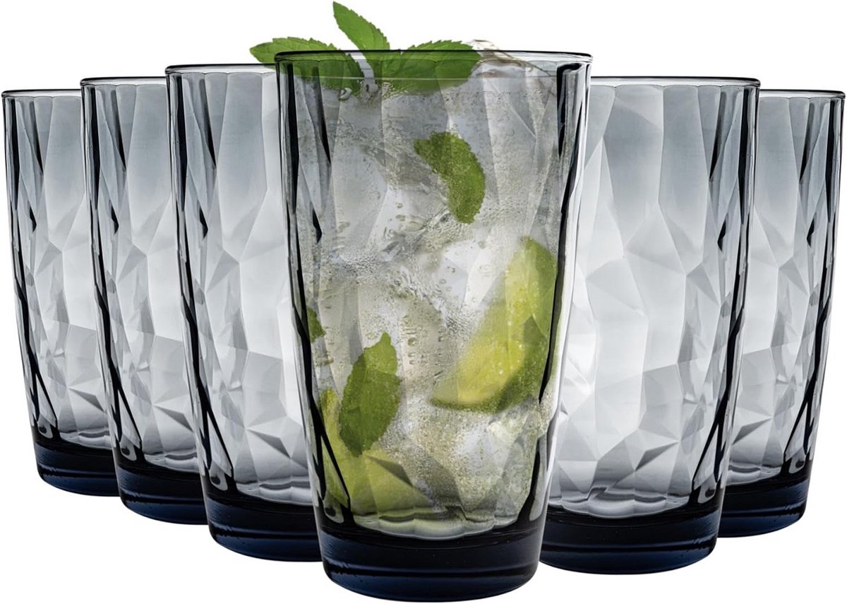 Diamant Oceaanblauw Longdrinkglas 470ml - Set van 6