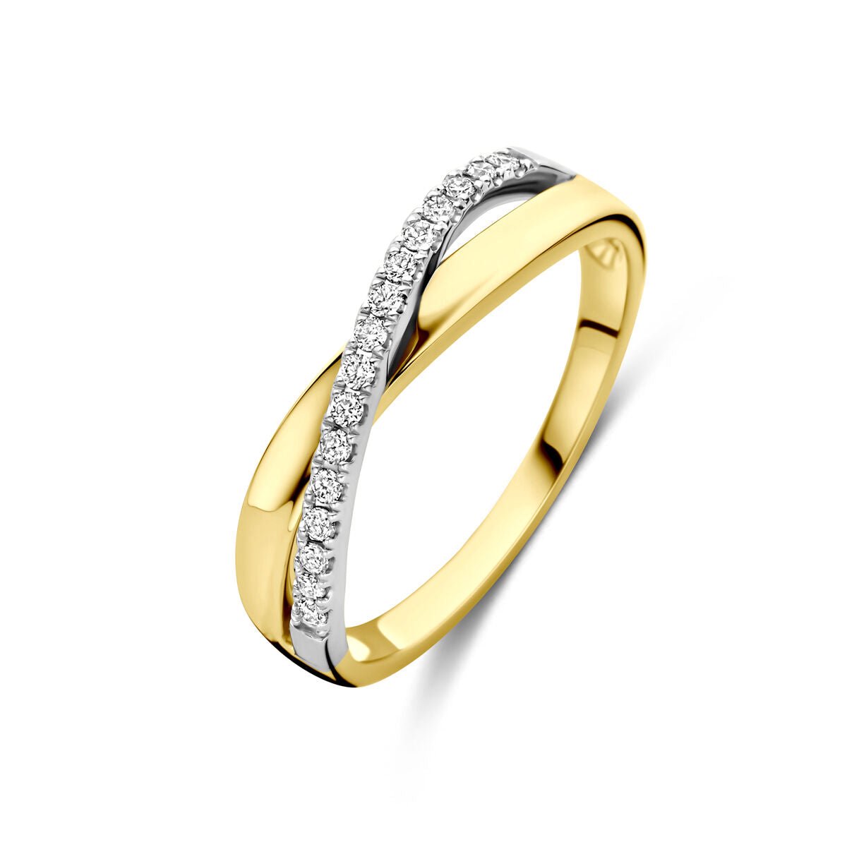 14K Bicolor Gouden Geel/Wit Ring Diamant 0.14Ct H Si 4209061