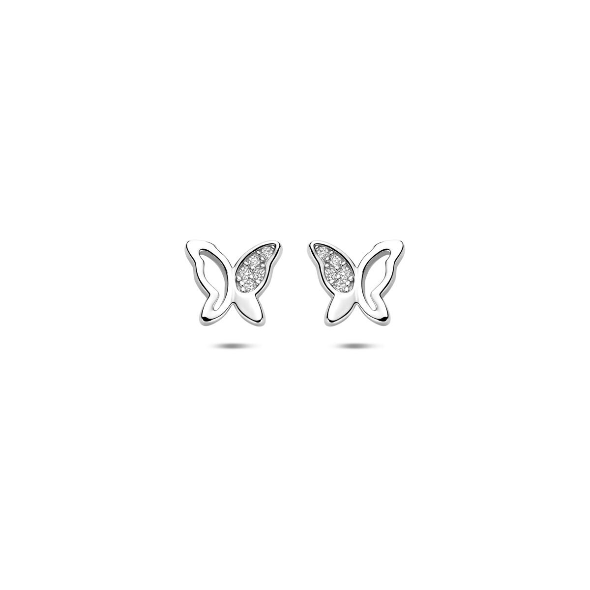 Zilveren gerhodineerde oorknoppen vlinder zirkonia 6,5 mm - 1341350