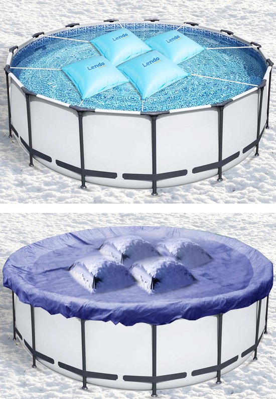 HomeBee Zwembadwinterkussen XXL – 2 X 4 Meter, 0,4 Mm Dik PVC, Dubbel Verzegeld, Met 6 Bevestigingskoorden En Reparatieset – Voor Ronde En Hoekige Zwembaden