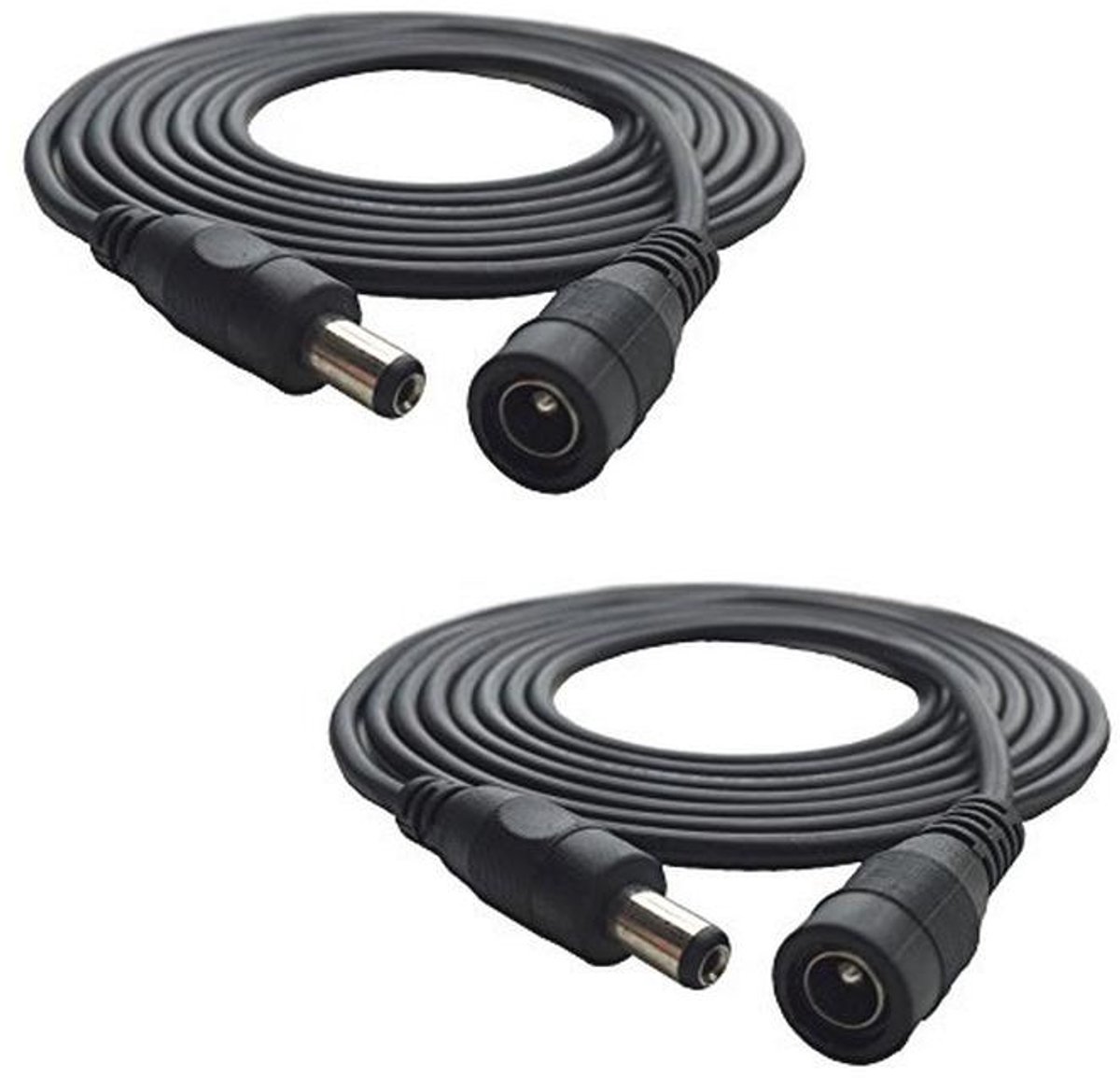 Verlengkabel 2 stuks 2 meter 2,1 mm x 5,5 mm DC 12 V adapterkabel