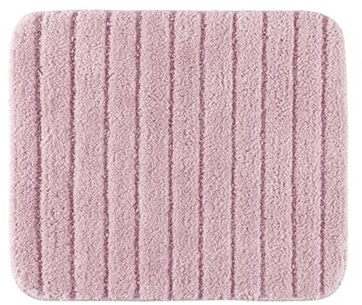 WC-mat zonder uitsparing - Antislip Badmat met Strepen-Design - Douchemat en Badmat - Roze 45x50 cm
