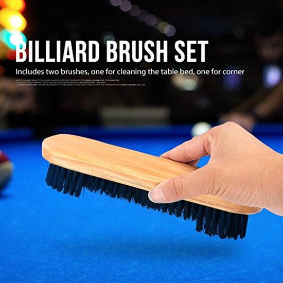 Snooker Tafel Borstel Set - 2 Stuks Houten Handvat Schoonmaak Gereedschap voor Pool Tafel — afbeelding 4