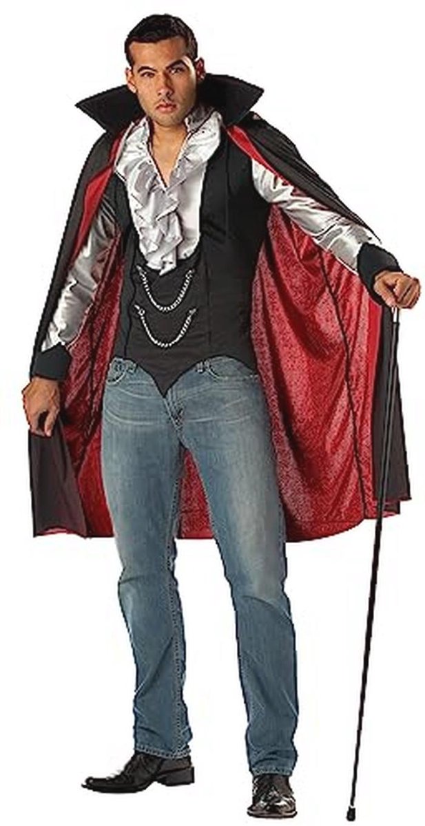 Vampier Gentleman Kostuum voor Heren - Halloween Outfit - Zwart - Maat L