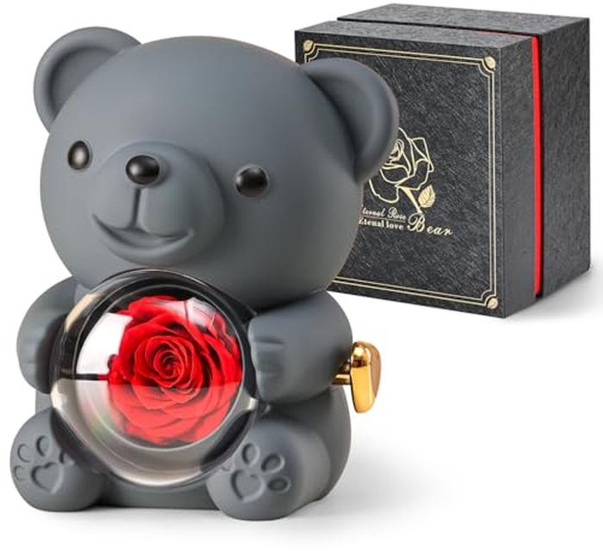 Romantische teddybeer met roos en verborgen sieradendoosje - uniek cadeau voor haar - Valentijnsdag, Moederdag, bruiloften en jubilea