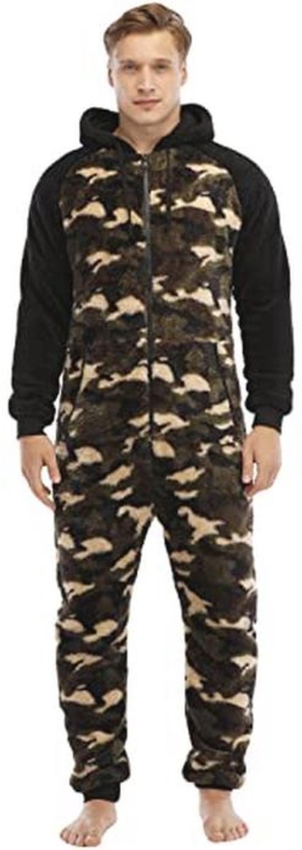 Warme Fleece Onesie Pyjama met Capuchon voor Heren - Zachte Jumpsuit voor Herfst en Winter