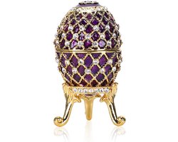 Allecta - Emaille Fabergé ei juwelendoos met diamanten - handgeschilderd paasei sieradendoosje - decoratief sieraden organizer - geschenkverpakking - 2.2x3.8 inch