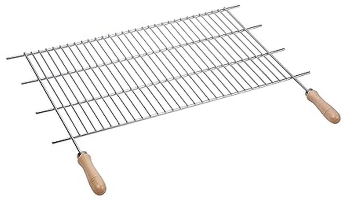 Roestvrijstalen Grillrek 70 x 40 cm met Houten Handgrepen