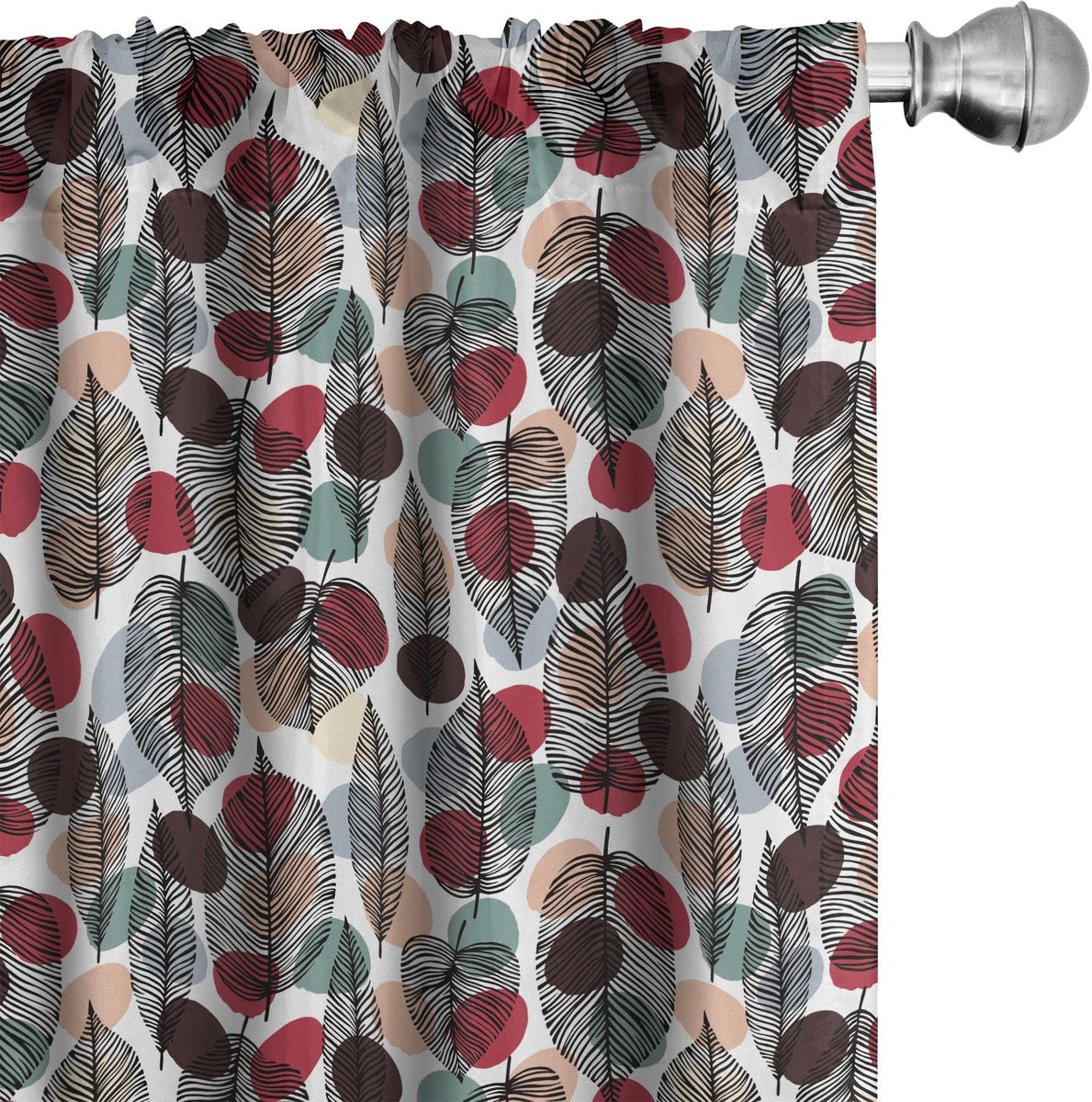 ABAKUHAUS Bladeren gordijnen – Vintage stippen – 2x75x175 cm – Multicolor